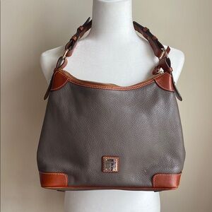 Dooney and Bourke Taupe Elephant Gray Pebbled Leather Shoulder Bag